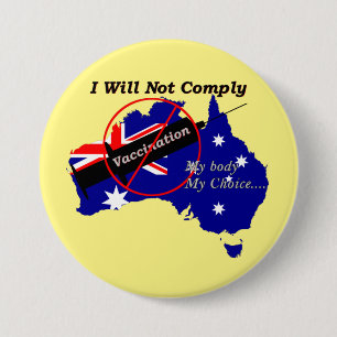 Anti Vax Mijn lichaam Mijn keuze Australische vlag Ronde Button 7,6 Cm