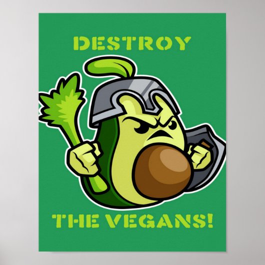 Anti Vegan Avocado Knight Canvas Poster (Voorkant)