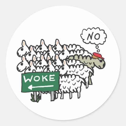 Anti Woke Ronde Sticker (Voorkant)