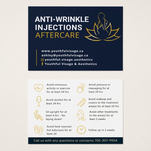 Anti - Wrinkle aftercare business card Visitekaartje (Voorkant /achterkant)