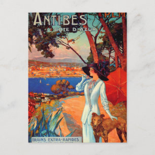  antibes Cote D'Azur Woman & Dog Briefkaart