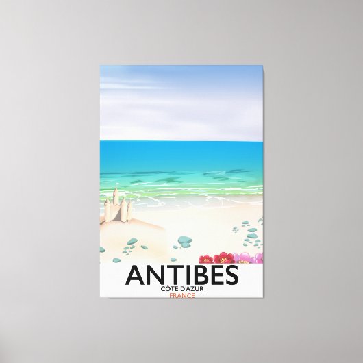 Antibes France Beach poster Canvas Afdruk (Voorkant)