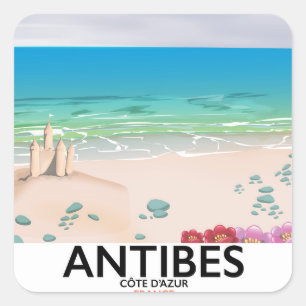 Antibes France Beach poster Vierkante Sticker