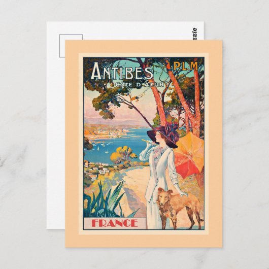 Antibes, France travel poster, Briefkaart (Voorkant / Achterkant)