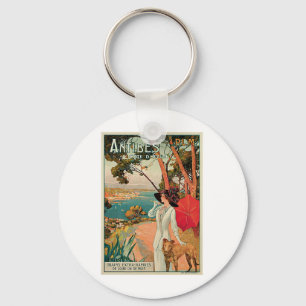 Antibes France Vintage Travel Advertisement Sleutelhanger