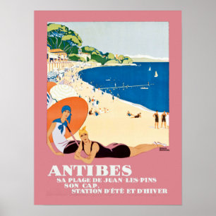  Antibes Frankrijk Beach Vacation Travel Poster