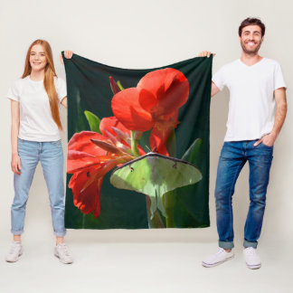 "Anticipation of the Night" - Luna Moth Painting Fleece Deken