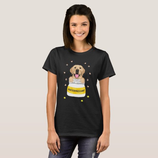 Antidepressant Golden Retriever Dog Puppy Owner T-shirt (Voorkant volledig)