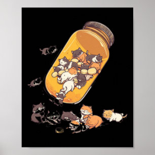 Antidepressivum Cat Pill Bottle - Geestelijke Gezo Poster