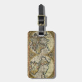Antiek 1590 wereldkaart bagagelabel (Voorkant verticaal)