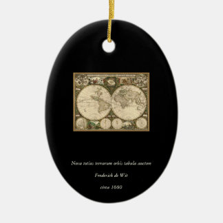 Antiek 1660 Wereldkaart van Frederick de Wit Keramisch Ornament