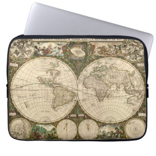 Antiek 1660 Wereldkaart van Frederick de Wit Laptop Sleeve