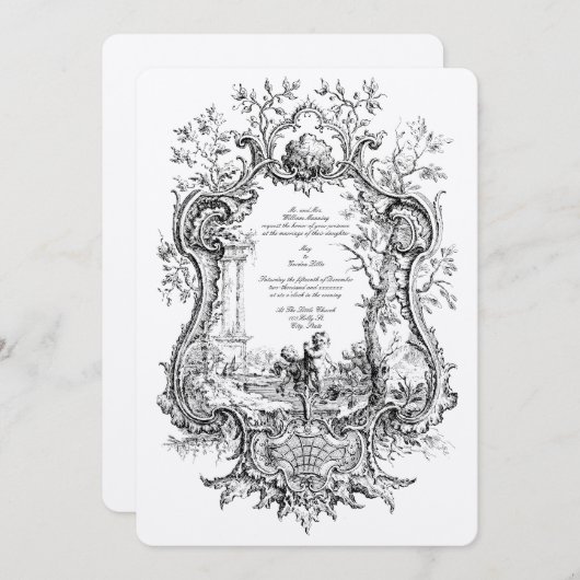 Antiek 1738 Baroque Rococo Cartouche Kaart (Voorkant / Achterkant)