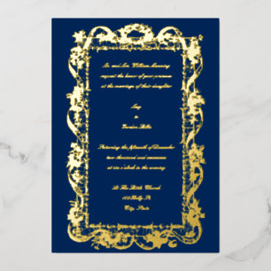 Antiek 1778 Baroque Rococo Floral Garland Wedding Folie Uitnodiging