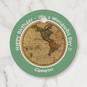 Antiek 1786 Western halfrond Kaart Thema Feest Bedankjes Labels