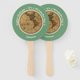 Antiek 1786 Western halfrond Kaart Thema Feest Handwaaier