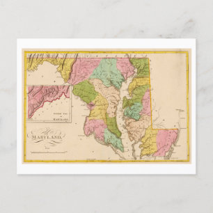 Antiek 1815 Kaart van Maryland Briefkaart