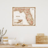 Antiek 1855 Kaart van Florida Poster (Keuken)