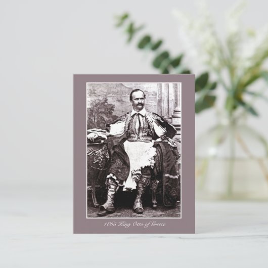 Antiek 1865 Koning Otto van Griekenland foto Briefkaart (Staand voorkant)
