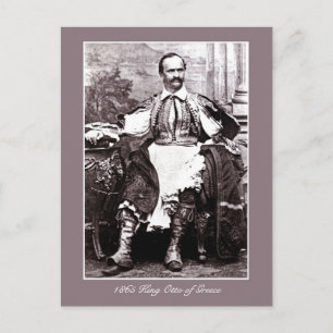 Antiek 1865 Koning Otto van Griekenland foto Briefkaart