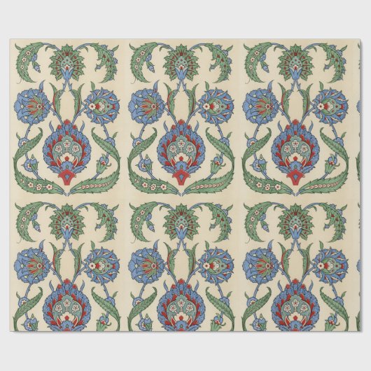 Antiek 1885 Flower & Leaves Pattern Cadeaupapier (Vlak)