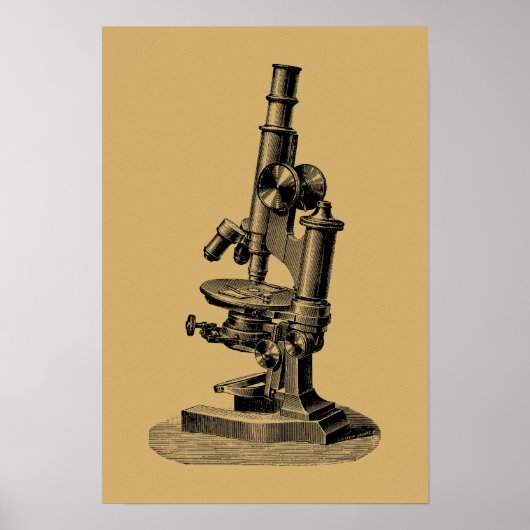 Antiek 1892 Microscoop "Steampunk" Art Poster (Voorkant)