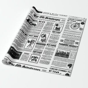 antiek 1920 flapper krant zwart wit cadeaupapier