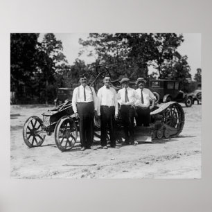 Antiek 1920s Road Construction Equipment Poster