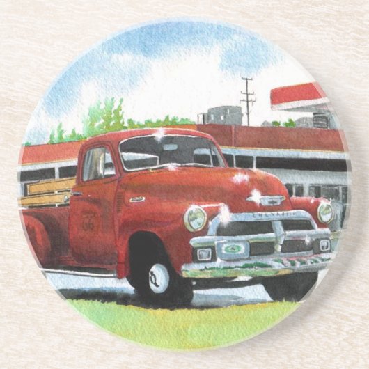 Antiek 1954 Chevy Truck Zandsteen Onderzetter (Voorkant)