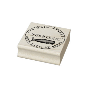 Antiek 19e-eeuws walvistekening N Rubberstempel