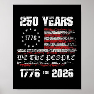 Antiek 250 Jaar 1776-2026 250ste verjaardag 4 juli Poster