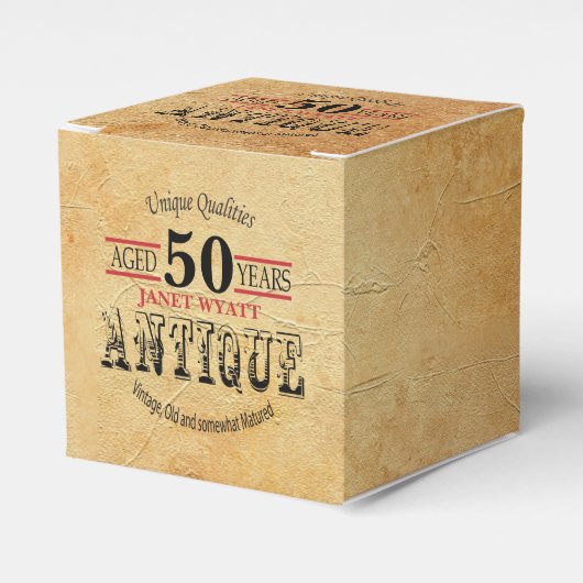 Antiek 50ste verjaardagsontwerp bedankdoosjes (Voorkant Zijde)
