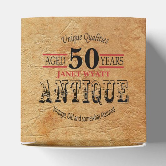 Antiek 50ste verjaardagsontwerp bedankdoosjes (Bovenkant)