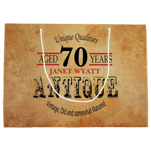 Antiek 70e verjaardag large cadeautasje (Achterkant)