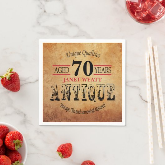 Antiek 70e verjaardagsontwerp servetten (Insitu)