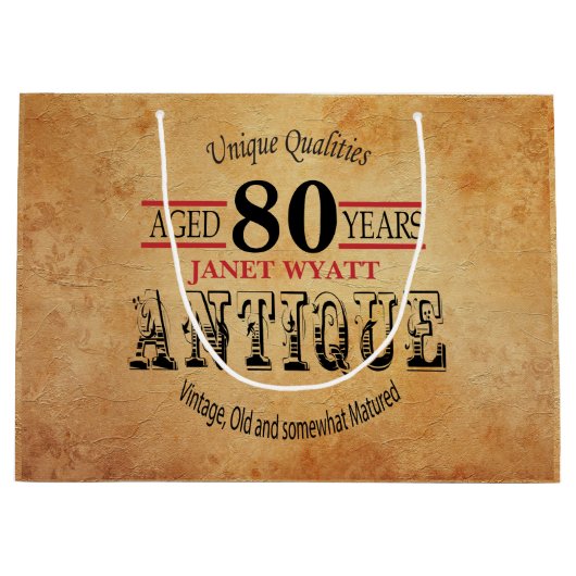Antiek 80e verjaardag large cadeauzakje (Voorkant)