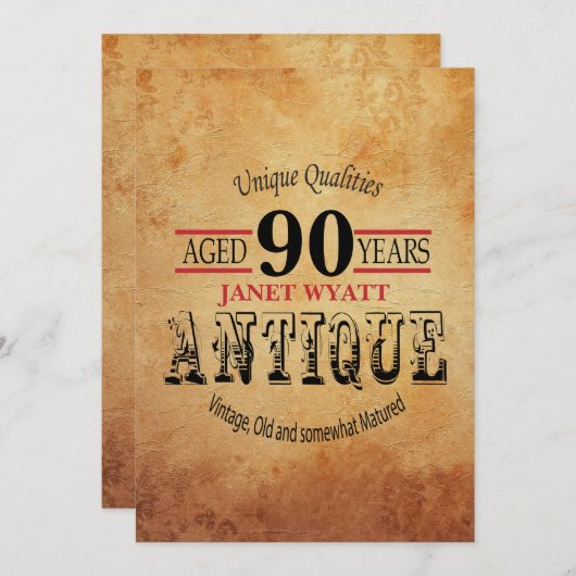 Antiek 90e verjaardag kaart (Voorkant / Achterkant)