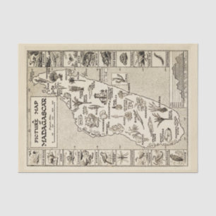 Antiek Afbeelding Kaart Madagascar Island Kraft Tissuepapier