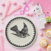 Antiek  Afbeelding van vliegende vogels op beige Papieren Bordje (Feest)