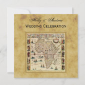Antiek Afrika Map Distress BG SQ Wedding Kaart (Voorkant)
