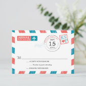Antiek Airmail Wedding RSVP (Staand voorkant)