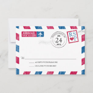 Antiek Airmail Wedding RSVP Kaartje