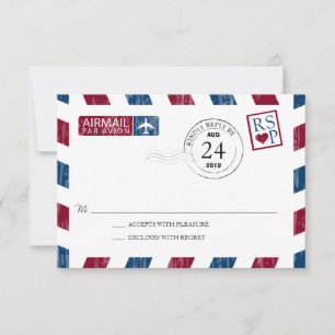 Antiek Airmail Wedding RSVP Kaartje