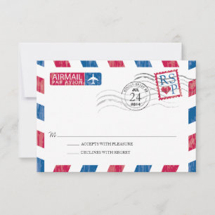 Antiek Airmail Wedding RSVP Kaartje