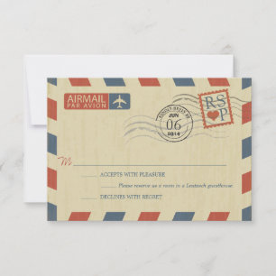 Antiek Airmail Wedding RSVP Kaartje