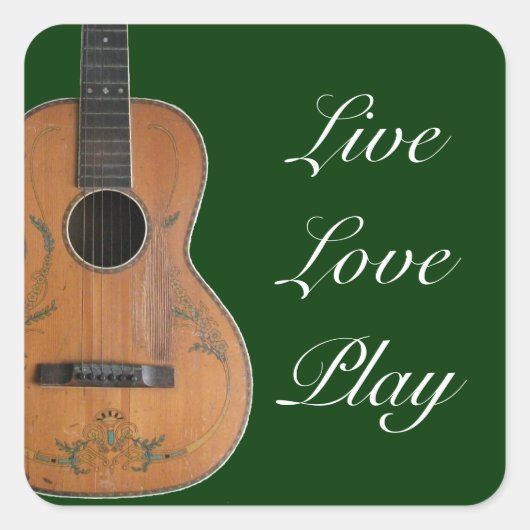 Antiek akoestische gitaren vierkante sticker (Voorkant)