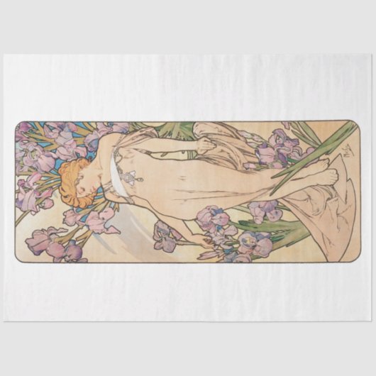  Antiek Alphonse Mucha Art Nouveau Tissuepapier (Voorkant)