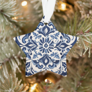 Antiek Andalusische Blauwe Mozaïek Ontwerp voor Th Ornament