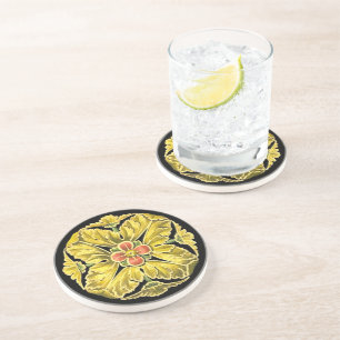 Antiek architecturale rozet nr. 3 zandsteen onderzetter