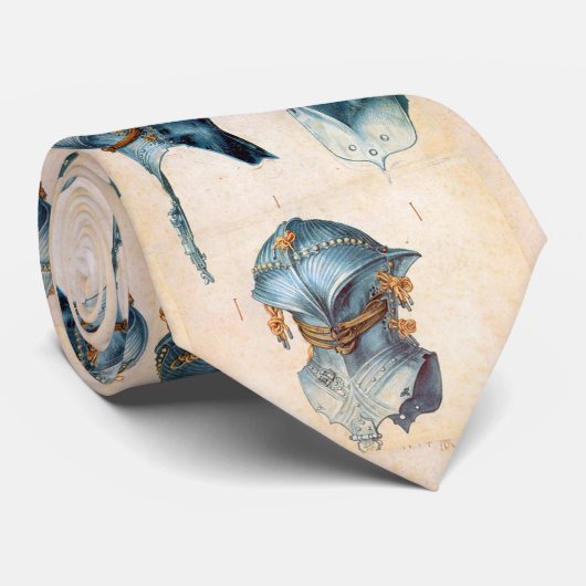 ANTIEK ARMOREN/DRIE STUDIES VAN EEN HELMET KNIGHT STROPDAS (Opgerold)